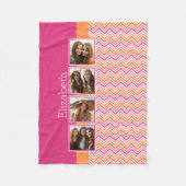 Helderfotocollage Hot Pink Oranje Chevrons Fleece Deken (Voorkant)
