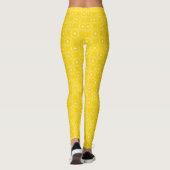 Heldergeel abstract patrooncitroenretro leggings (Achterkant)