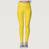Heldergeel abstract patrooncitroenretro leggings (Voorkant)