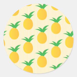 Heldergeel anananasslantaarn ronde sticker