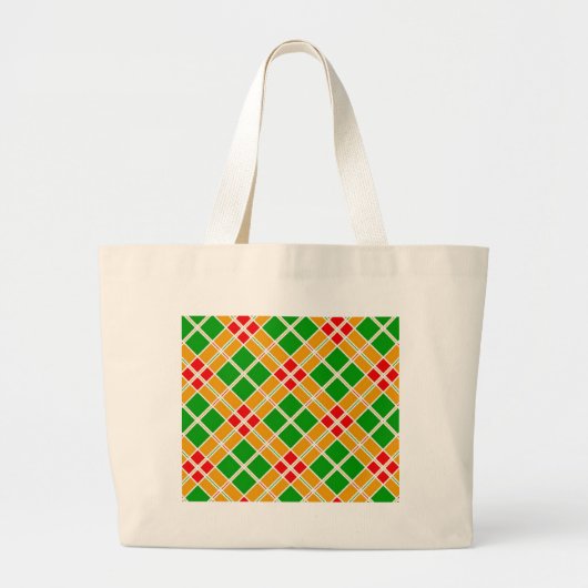 Heldergeel Argyl-groen patroonaccessoire Grote Tote Bag (Voorkant)
