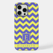  heldergeel blauw Chevron-patroon iPhone Hoesje (Achterkant)