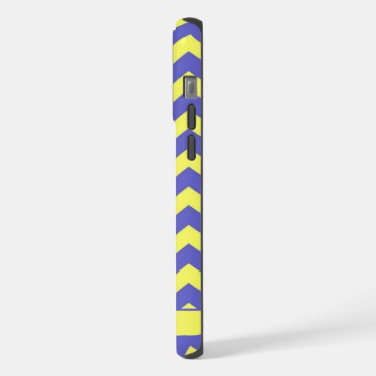  heldergeel blauw Chevron-patroon iPhone Hoesje (Linkerkant)
