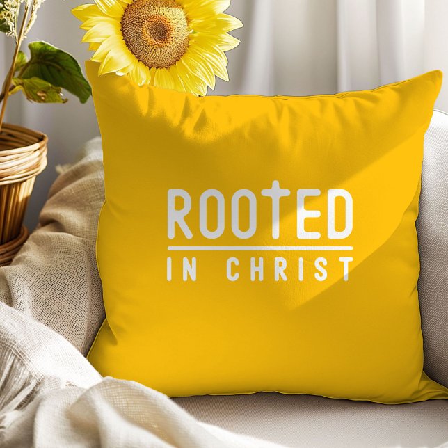Heldergeel Christelijk Quote Sierkussen (Creator heeft geüpload)