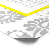 Heldergeel en grijs Zitplaatskaart Alfabetisch Poster (Hoek)