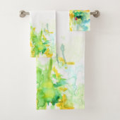 Heldergeel en groen Abstracte wilde bloemen Bad Handdoek (Insitu)