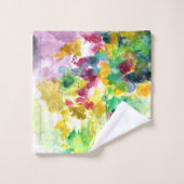 Heldergeel en groen Abstracte wilde bloemen Bad Handdoek (Wasdoekje)