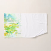 Heldergeel en groen Abstracte wilde bloemen Bad Handdoek (Handdoek)