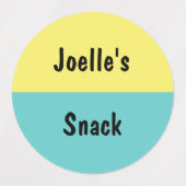 Heldergeel en poolblauw Kinder meel Labels (Design 2)