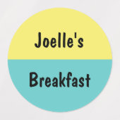 Heldergeel en poolblauw Kinder meel Labels (Design 1)