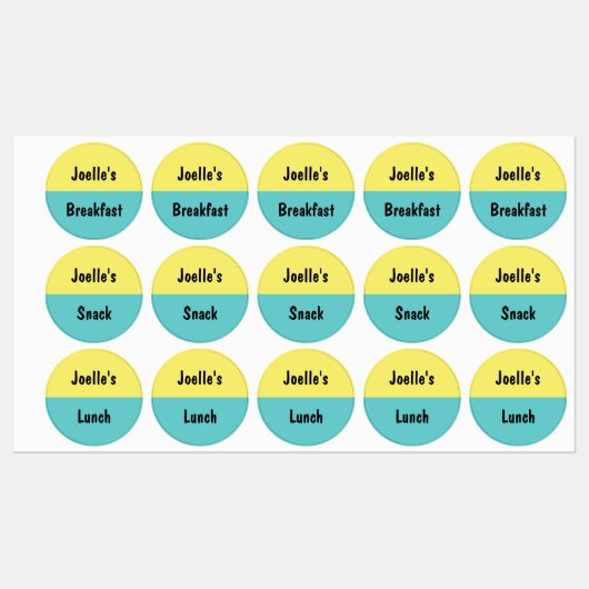 Heldergeel en poolblauw Kinder meel Labels (Vel)
