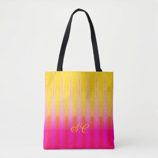 Heldergeel en roze tote bag (Voorkant)