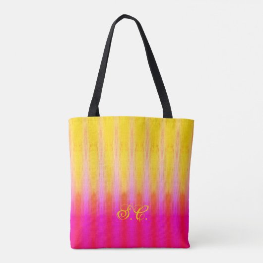 Heldergeel en roze tote bag (Achterkant)