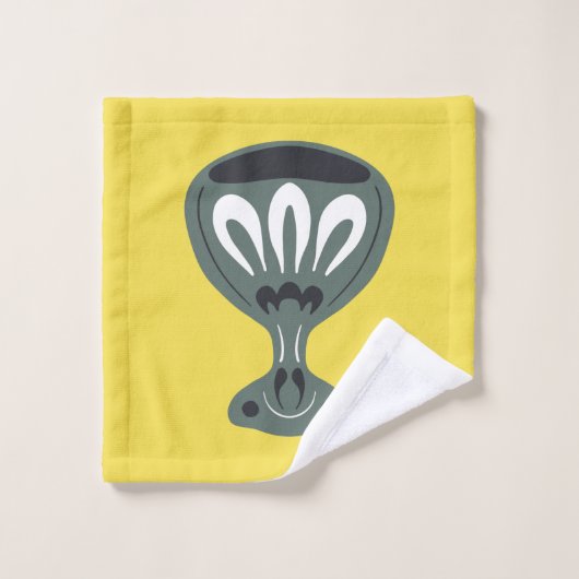 Heldergeel en Scandinavisch patroon Bad Handdoek (Wasdoekje)