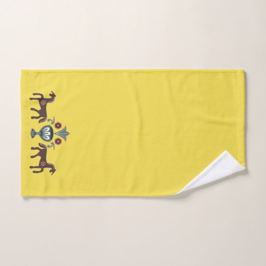 Heldergeel en Scandinavisch patroon Bad Handdoek (Handdoek)