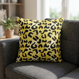 Heldergeel en zwart Leopard Print Sierkussen