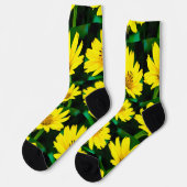 Heldergeel Floral Patroon Sokken (Links)