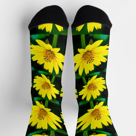 Heldergeel Floral Patroon Sokken (Top)