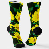 Heldergeel Floral Patroon Sokken (Gebogen)
