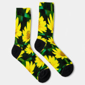 Heldergeel Floral Patroon Sokken (Rechts)