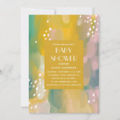 Heldergeel, geel, geverfd baby shower kaart (Voorkant)