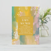 Heldergeel, geel, geverfd baby shower kaart (Staand voorkant)