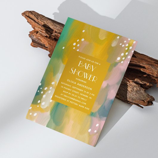 Heldergeel, geel, geverfd baby shower kaart