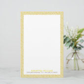 Heldergeel Grieks sleutelpatroon Briefpapier (Staand voorkant)