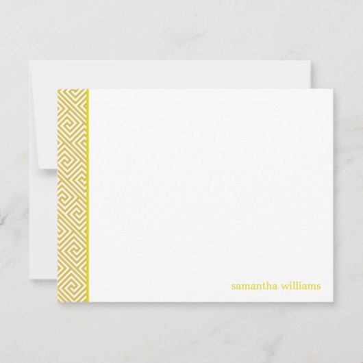 Heldergeel Grieks sleutelpatroon Dank u Kaart (Voorkant)