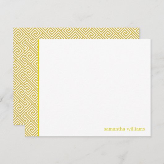 Heldergeel Grieks sleutelpatroon Dank u Kaart (Voorkant / Achterkant)