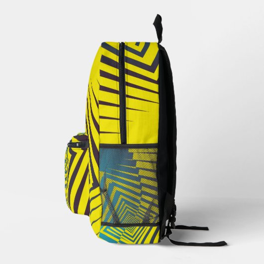 Heldergeel Groen Abstract Oerwoud Stijlpatroon Bedrukte Rugzak (Rechts)