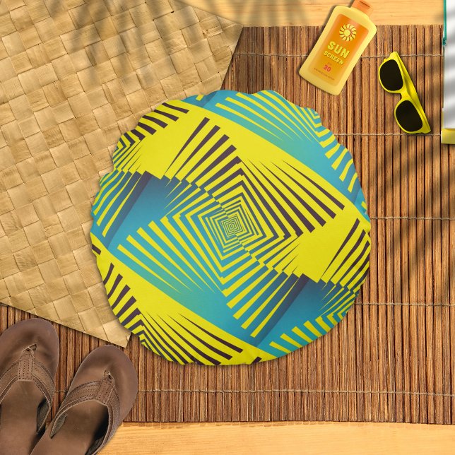 Heldergeel Groen Abstract Oerwoud Stijlpatroon Rond Kussen (Creator heeft geüpload)