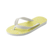 Heldergeel lemon slice-patroon op lichtgeel kinder teenslippers (Schuin)