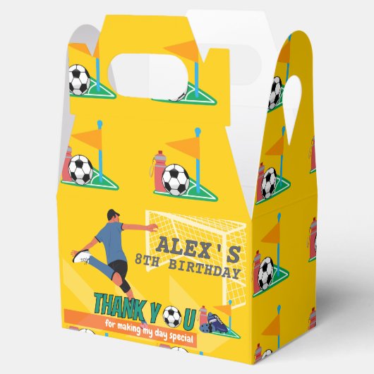 Heldergeel Leuk Voetbal Bedankt Verjaardag Bedankdoosjes (Geopend)