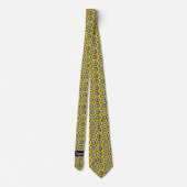 Heldergeel & marineblauw Abstract Bloem Stropdas (Achterkant)