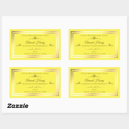 Heldergeel Product Label Gold Shimmer Lijst (Vel)
