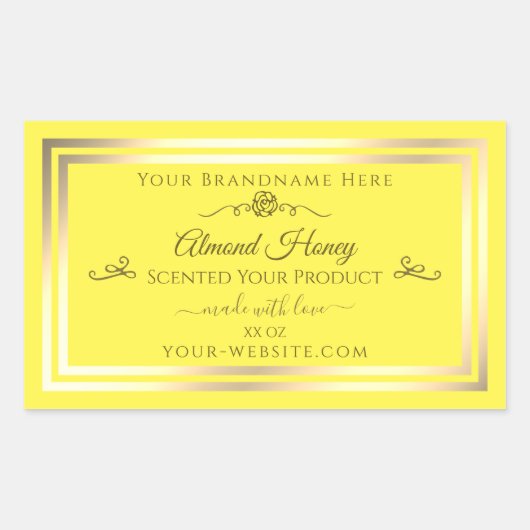 Heldergeel Product Label Gold Shimmer Lijst (Voorkant)