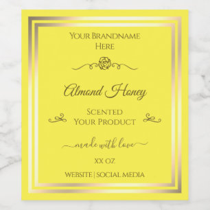 Heldergeel Product Label Gold Shimmer Lijst Wijn Etiket