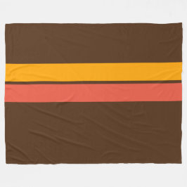 Heldergeel Sinaasappel Racing Stripes op donkerbru Fleece Deken