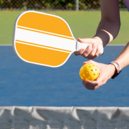 Heldergeel Sinaasappel Wit Verticale Racing Stripe Pickleball Paddle