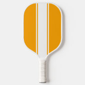 Heldergeel Sinaasappel Wit Verticale Racing Stripe Pickleball Paddle (Voorkant)