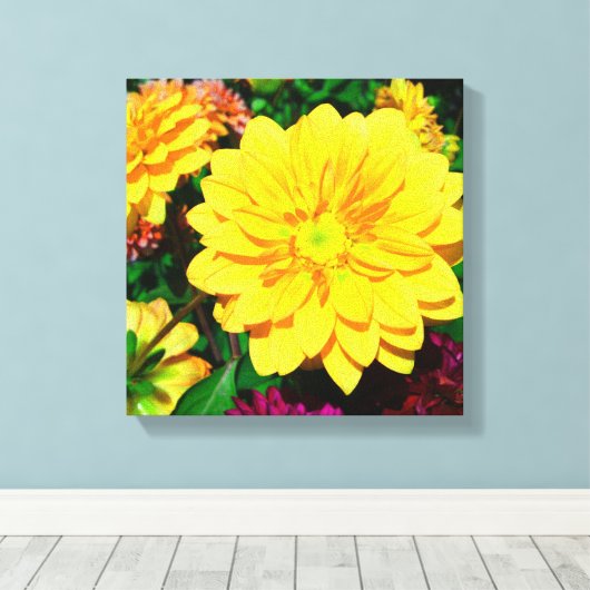 Heldergeel ventilatorcanvas canvas afdruk (Insitu (Houten vloer))