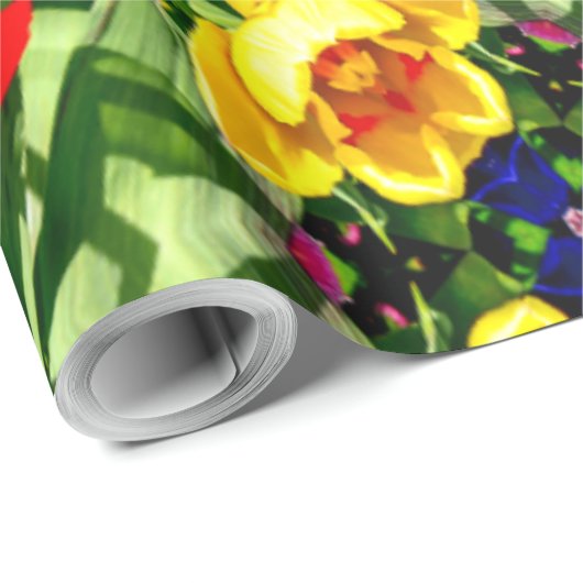 Heldergeel ventilatorpatroon cadeaupapier (Rol Hoek)