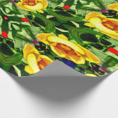 Heldergeel ventilatorpatroon cadeaupapier (Hoek)