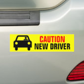 Heldergeel Waarschuwing Nieuwe bestuurder Bumpersticker (Op auto)