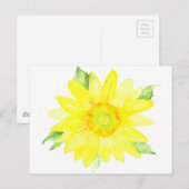 Heldergeel Waterverf zonnebloem Briefkaart (Voorkant / Achterkant)