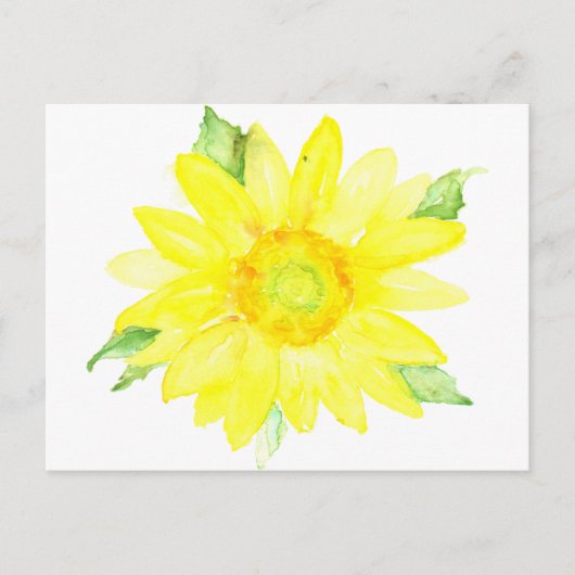 Heldergeel Waterverf zonnebloem Briefkaart (Voorkant)