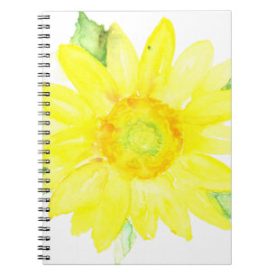 Heldergeel Waterverf zonnebloem Notitieboek