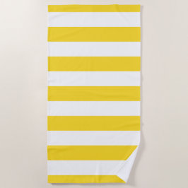 Heldergeel wit strips strandlaken