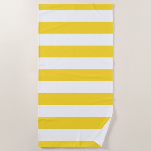 Heldergeel wit strips strandlaken (Voorkant)